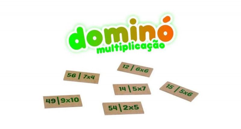 JOGO DOMINO MULTIPLICACAO 28 PECAS MADEIRA - REF. 105 - 1  UNIDADE