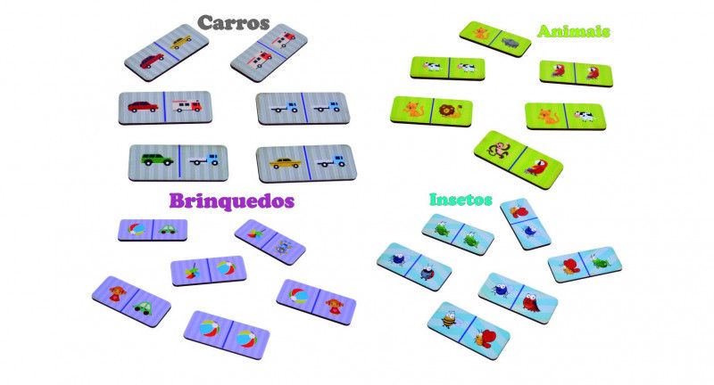 JOGO DOMINO DIVERTIDO 28 PECAS MADEIRA AQUARELA - REF .ANIMAIS - 1 UNIDADE