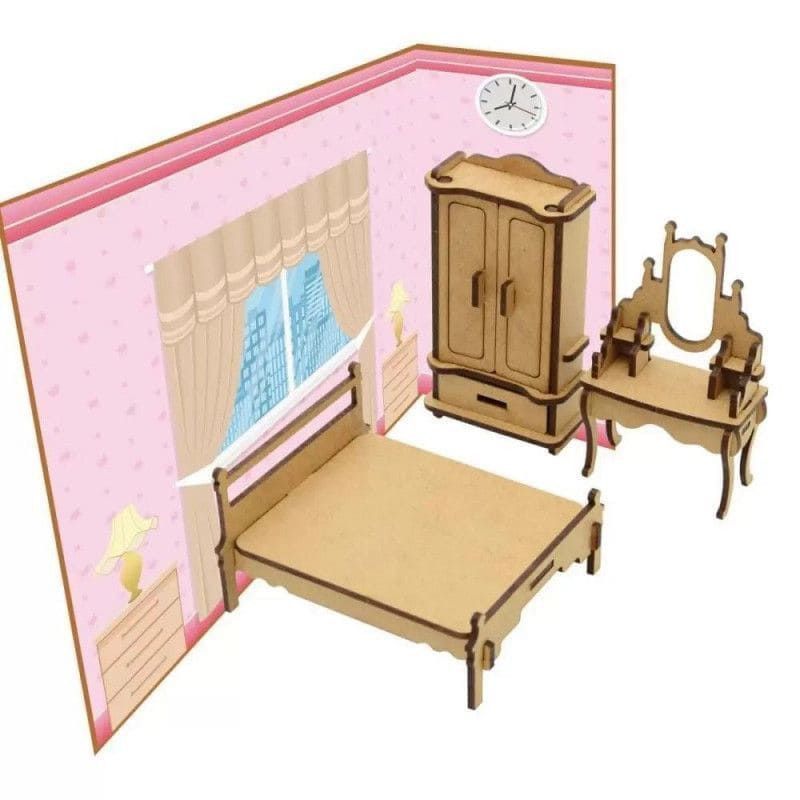 MOVEIS E AMBIENTE P/BONECAS MADEIRA 156 A - QUARTO 1 UNIDADE