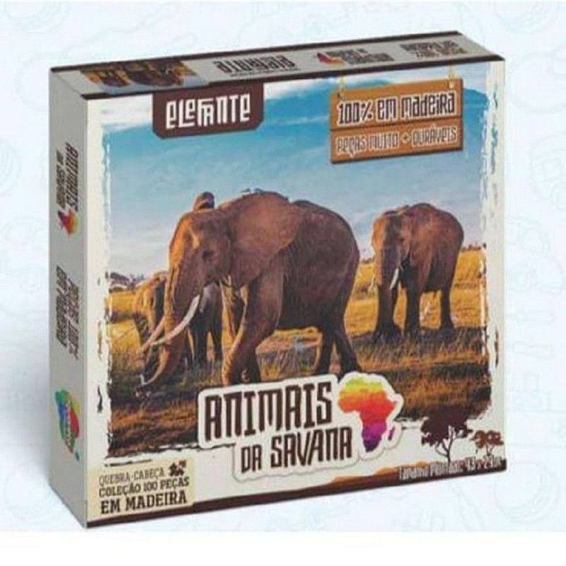 QUEBRA CABECA ANIMAIS 100 PECAS MADEIRA AQUARELA - ELEFANTE - 1 UNIDADE