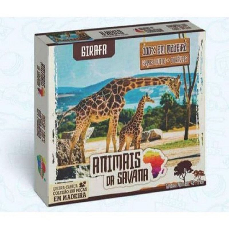 QUEBRA CABECA ANIMAIS 100 PECAS MADEIRA AQUARELA - GIRAFA - 1 UNIDADE