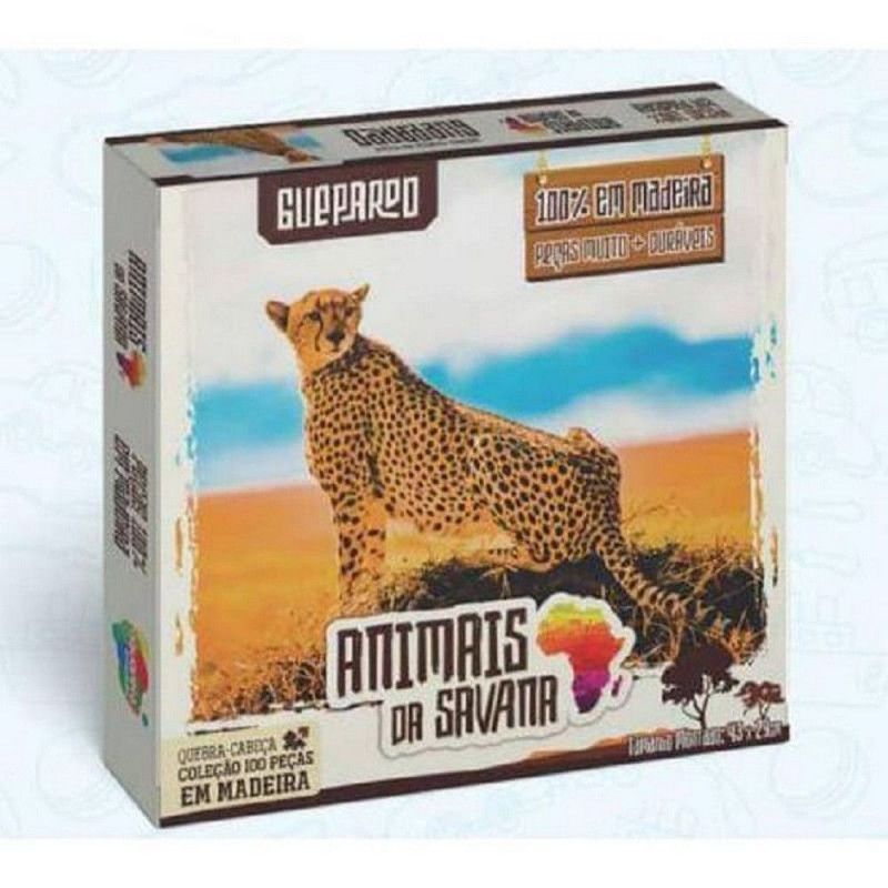 QUEBRA CABECA ANIMAIS 100 PECAS MADEIRA AQUARELA - GUEPARDO - 1 UNIDADE