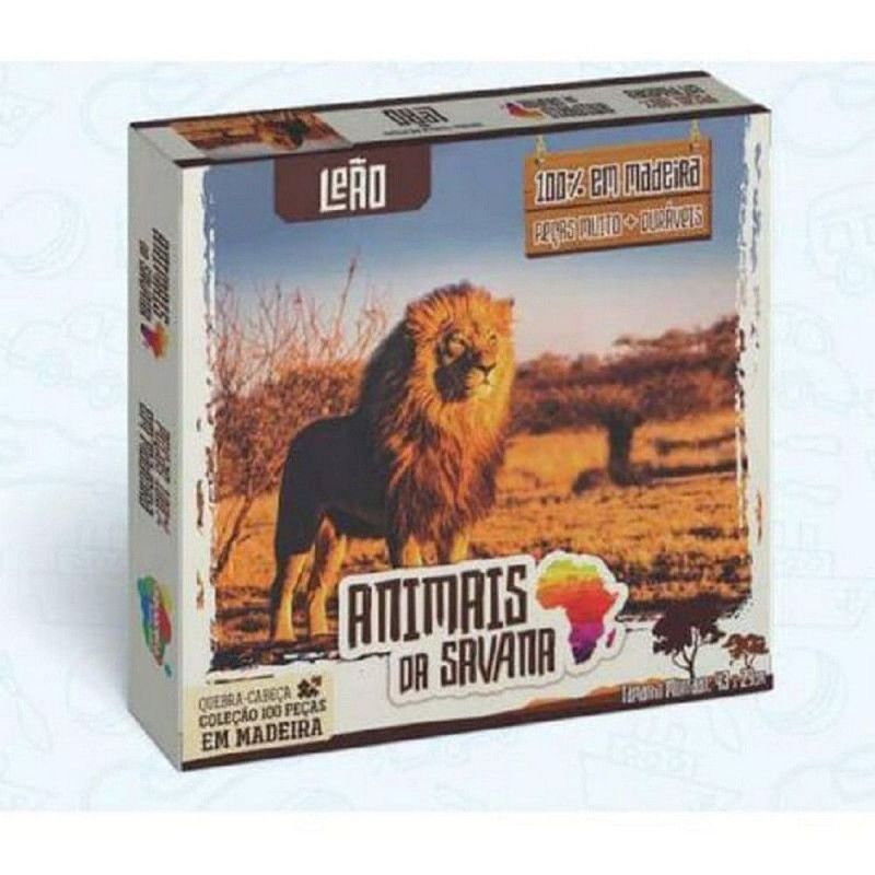 QUEBRA CABECA ANIMAIS 100 PECAS MADEIRA AQUARELA - LEAO - 1 UNIDADE