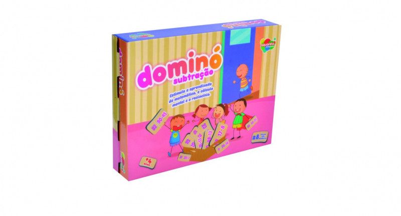 JOGO DOMINO SUBTRACAO 28 PECAS MADEIRA  AQUARELA - REF. 102 - 1 UNIDADE