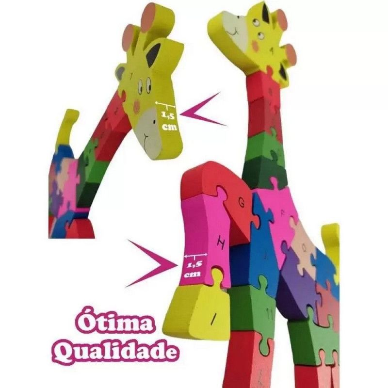 QUEBRA CABECA GIRAFA MDF 26 PEÇAS TOYMIX - REF. 336.9.91 - 1 UNIDADE