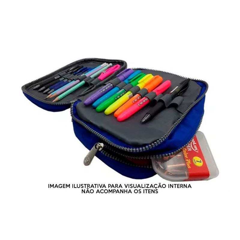 ESTOJO BOX 2 ZIPERES VERMELHO YEPP - MB13033-E - 1 UNIDADE