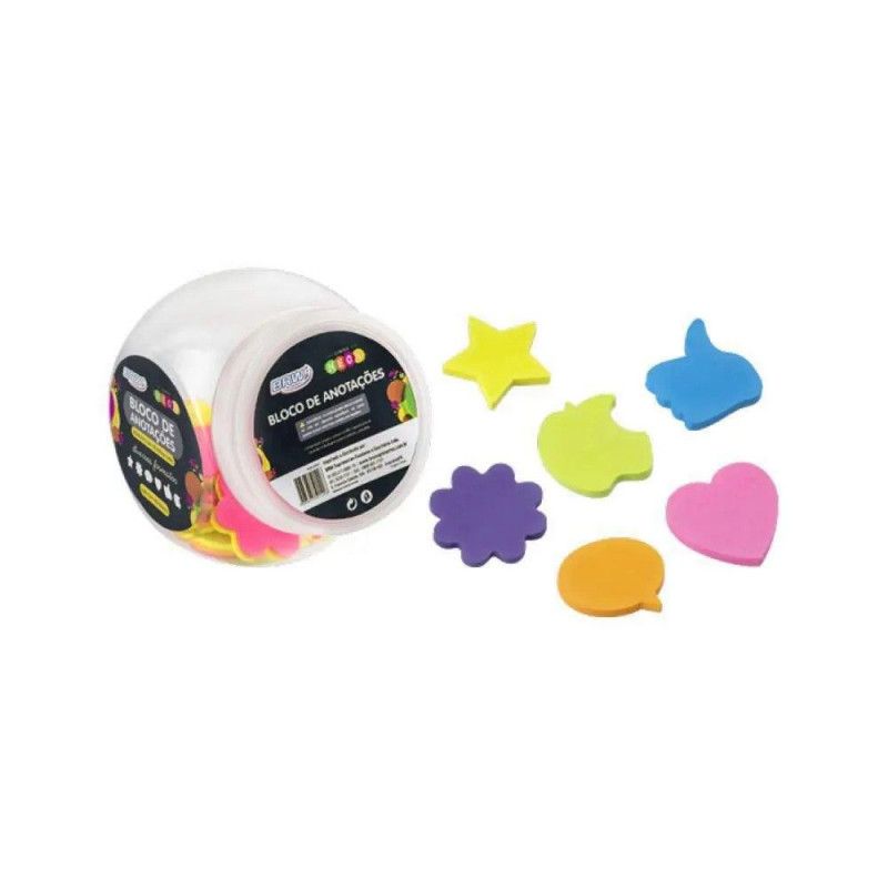 BLOCO ADESIVO ANOTAÇÃO 45 X 45MM 50 FOLHAS NEON BRW - REF. BA0001 - PACOTE COM 48 UNIDADES