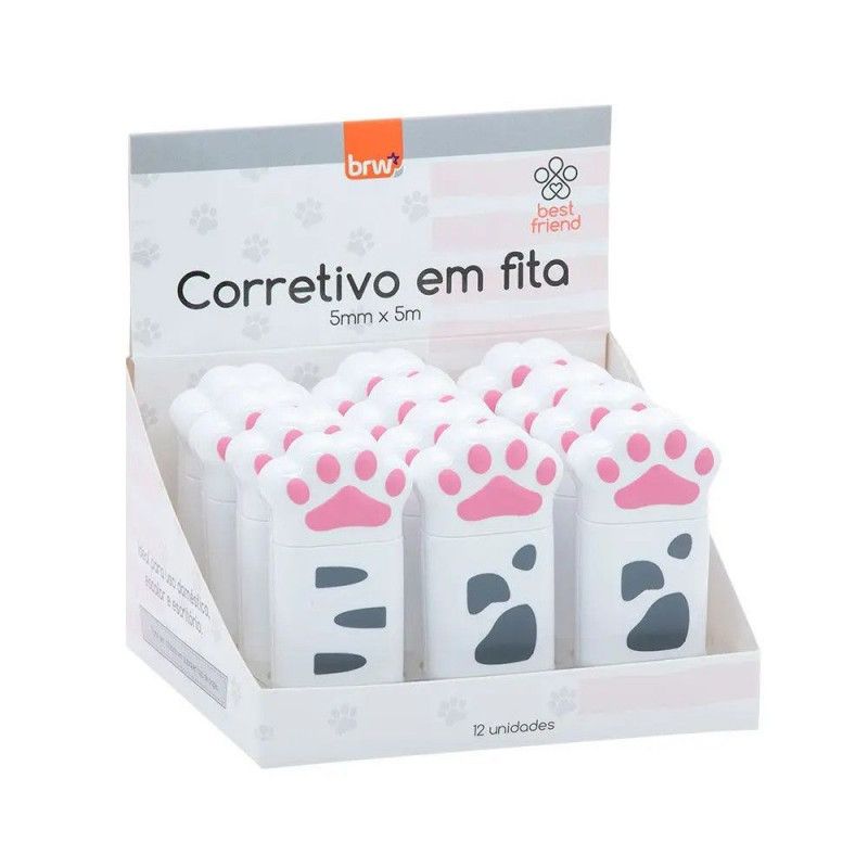 CORRETIVO EM FITA 5MMX5M PET BRW - REF. CF1009 - CAIXA COM 12 UNIDADES