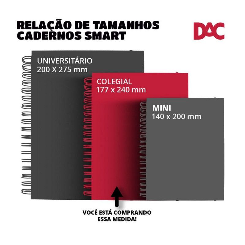 CADERNO SMART COLEGIAL COM FOLHAS E DIVISÓRIAS REPOSICIONÁVEIS DAC ENJOY – REF. 4167 – 1 UNIDADE