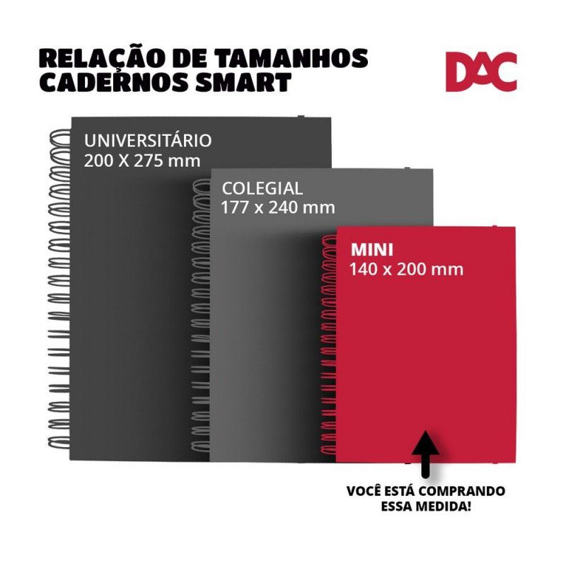 CADERNO SMART MINI COM FOLHAS E DIVISÓRIAS REPOSICIONÁVEIS DAC ALL BLACK – REF. 4142 – 1 UNIDADE