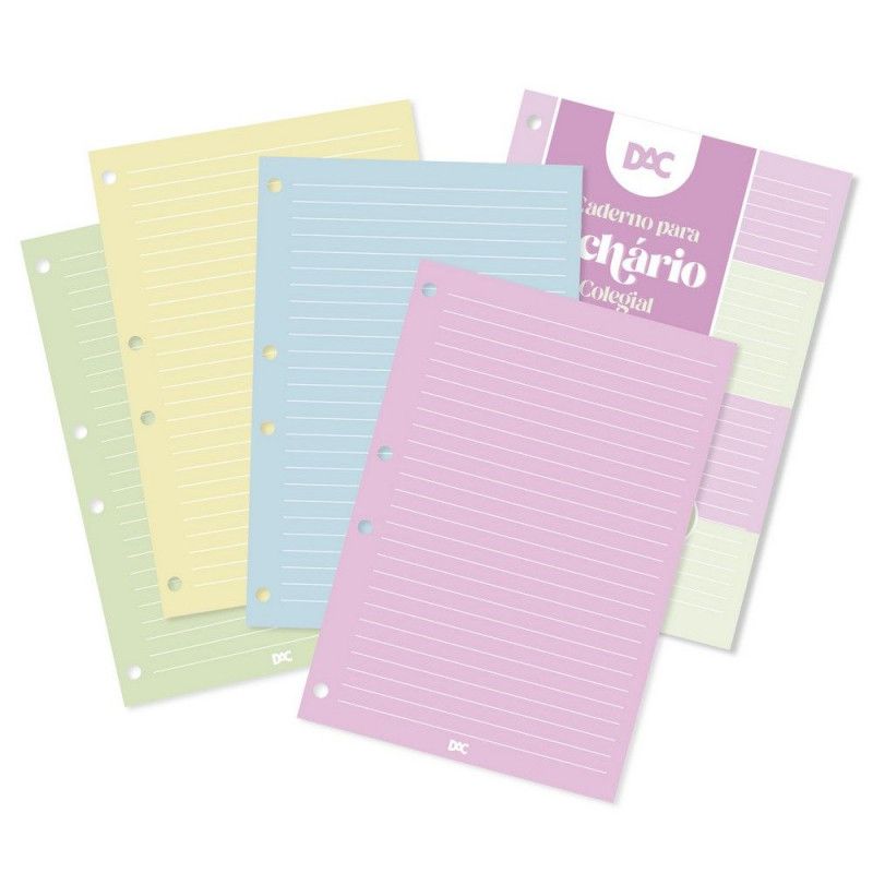 BLOCO FICHARIO 48 FOLHAS COLEGIAL ENJOY COLOR 90G DAC - REF. 4163RE - PACOTE COM 10 UNIDADES