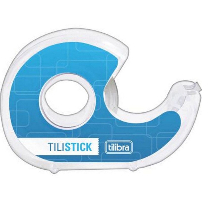 FITA ADESIVA TRANSPARENTE 18MM X 7.6M COM DISPENSER TILIBRA - REF. 33712 - 1 UNIDADE
