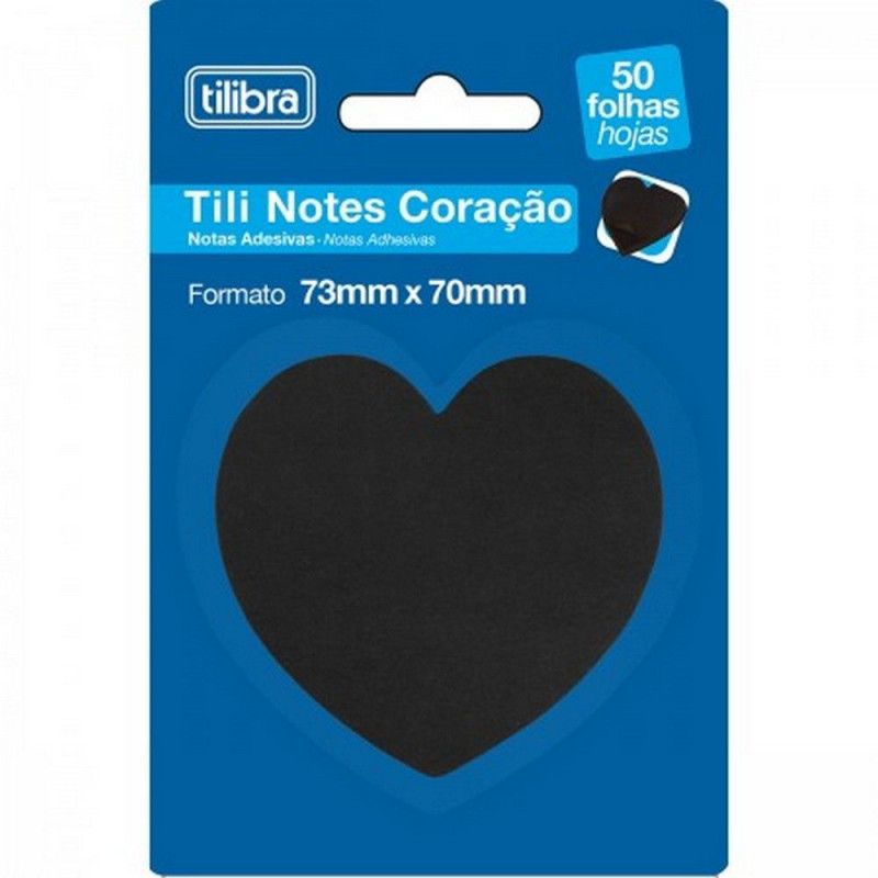 BLOCO ADESIVO ANOTACAO 73 X 76MM 50 FOLHAS CORACAO PRETO TILIBRA - REF. 34641 - 1 UNIDADE