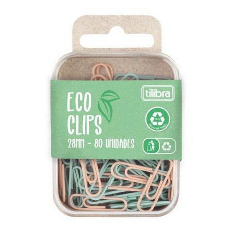 CLIPES 28MM COM 80 UNIDADES PASTEL ECO TILIBRA - REF. 34658 - CAIXA COM 12 BLISTER