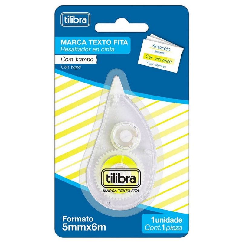MARCA TEXTO EM FITA 5MM X 6M AMARELO TILIBRA - REF. 34470 - CAIXA COM 12 UNIDADES