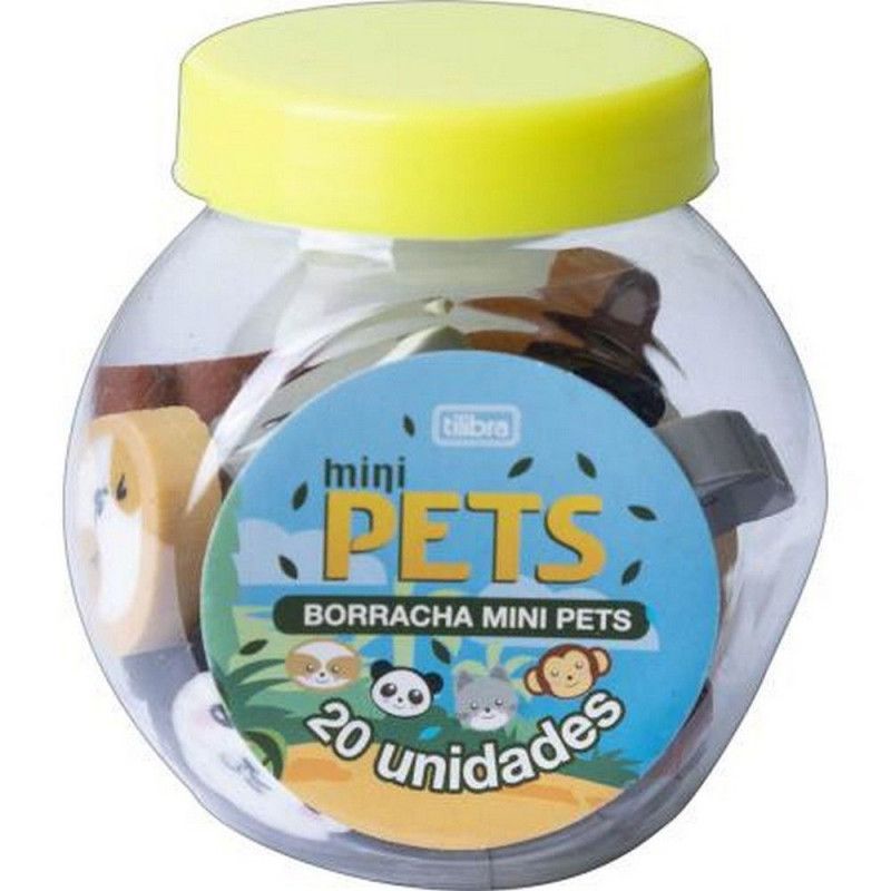BORRACHA MINI PETS SORTIDO TILIBRA - REF. 34506 - CAIXA COM 4 POTES
