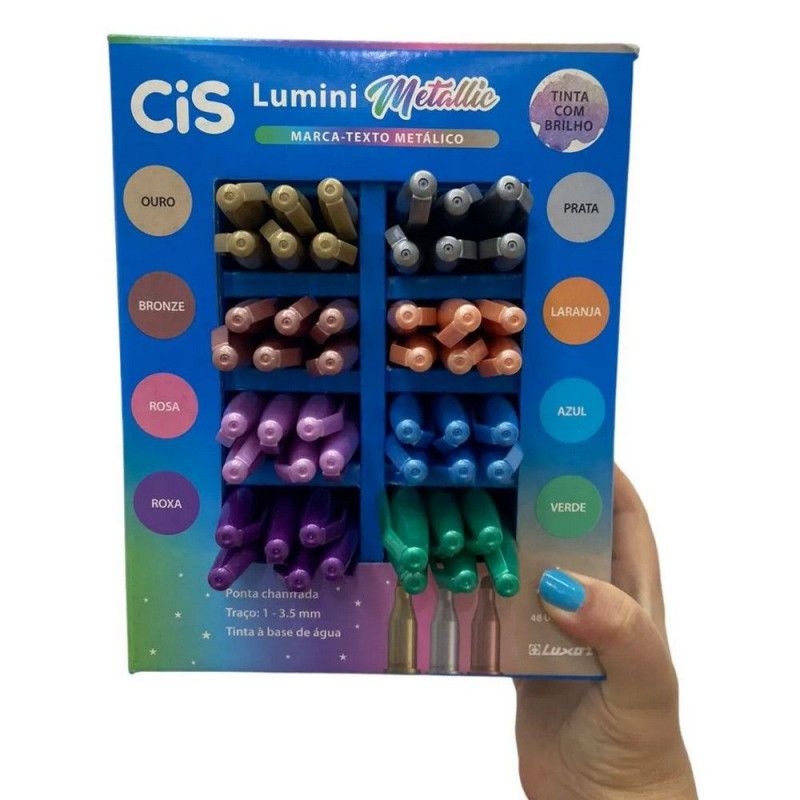 PINCEL MARCA TEXTO LUMINI METALLIC COM 48 CANETAS CIS - REF. 4.8708 - 1 UNIDADE
