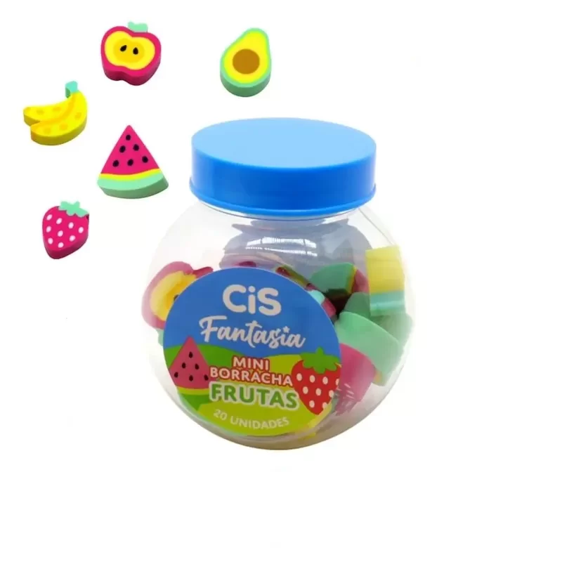 BORRACHA MINI FRUTAS SORTIDO CIS - REF. 55.3410 - CAIXA COM 12 PACOTES 