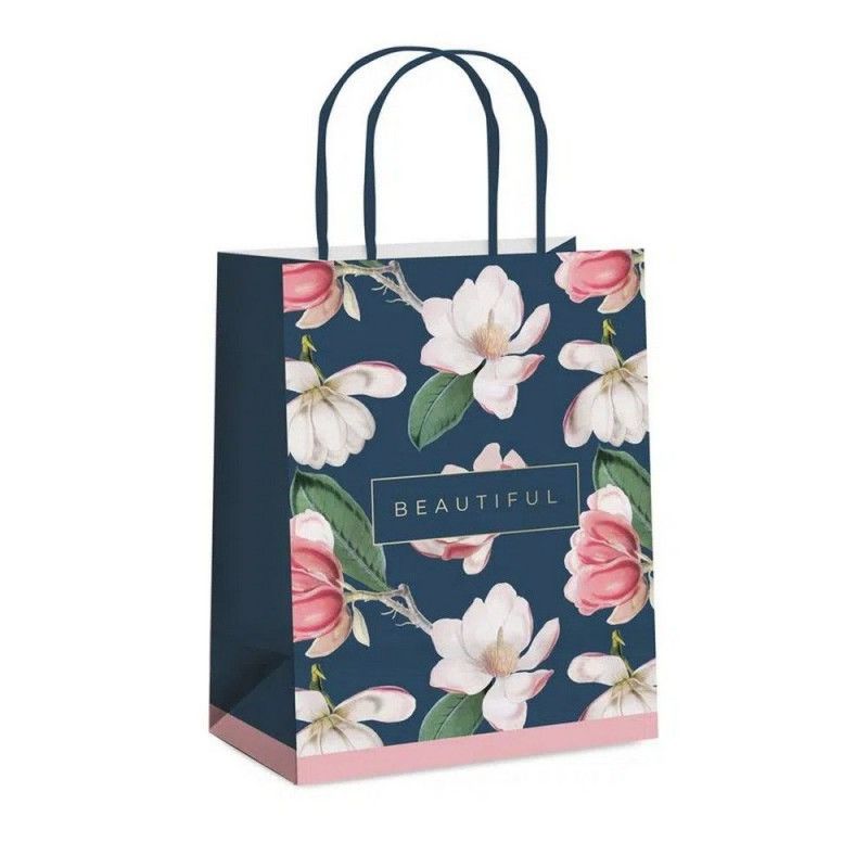 SACOLA DE PAPEL PRETTY MAGNOLIA G 32x26,5x13 CROMUS - REF. 14001492 - PACOTE COM 10 UNIDADES