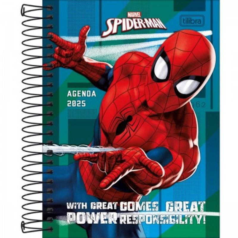 AGENDA ESPIRAL SPIDERMAN M4 TILIBRA 2026 - REF. 347876 - PACOTE COM 5 UNIDADES SORTIDAS