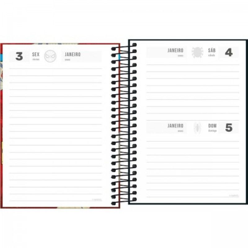 AGENDA ESPIRAL SPIDERMAN M4 TILIBRA 2026 - REF. 347876 - PACOTE COM 5 UNIDADES SORTIDAS