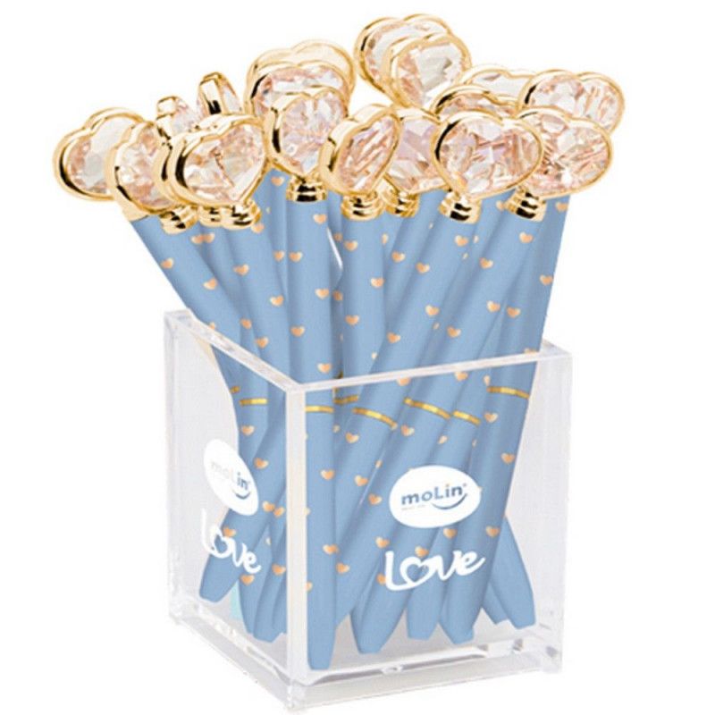 CANETA ESFEROGRAFICA 1.0 CORACAO DIAMANTE AIRY BLUE MOLIN - REF. 1349 - CAIXA COM 20 UNIDADES