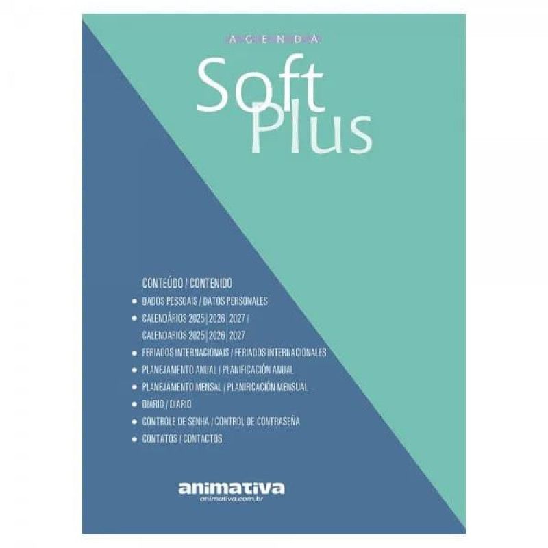 AGENDA COSTURADA SOFT PLUS COM ELASTICO 2026 SAO DOMINGOS ANIMATIVA - REF. 9803 - PACOTE COM 4 UNIDADES SORTIDAS