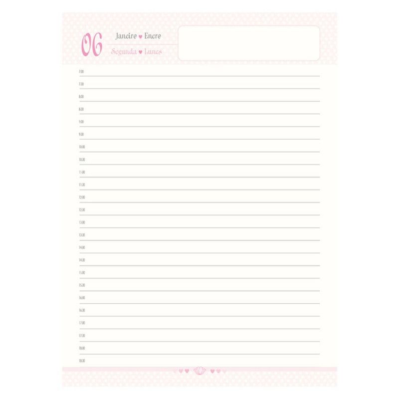 AGENDA COSTURADA ROSA ROSE 2026 SAO DOMINGOS ANIMATIVA - REF. 9584 - PACOTE COM 2 UNIDADES