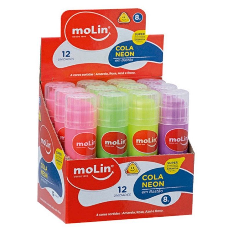 COLA BASTAO 8G NEON MOLIN - 12048 - CAIXA COM 12 UNIDADES