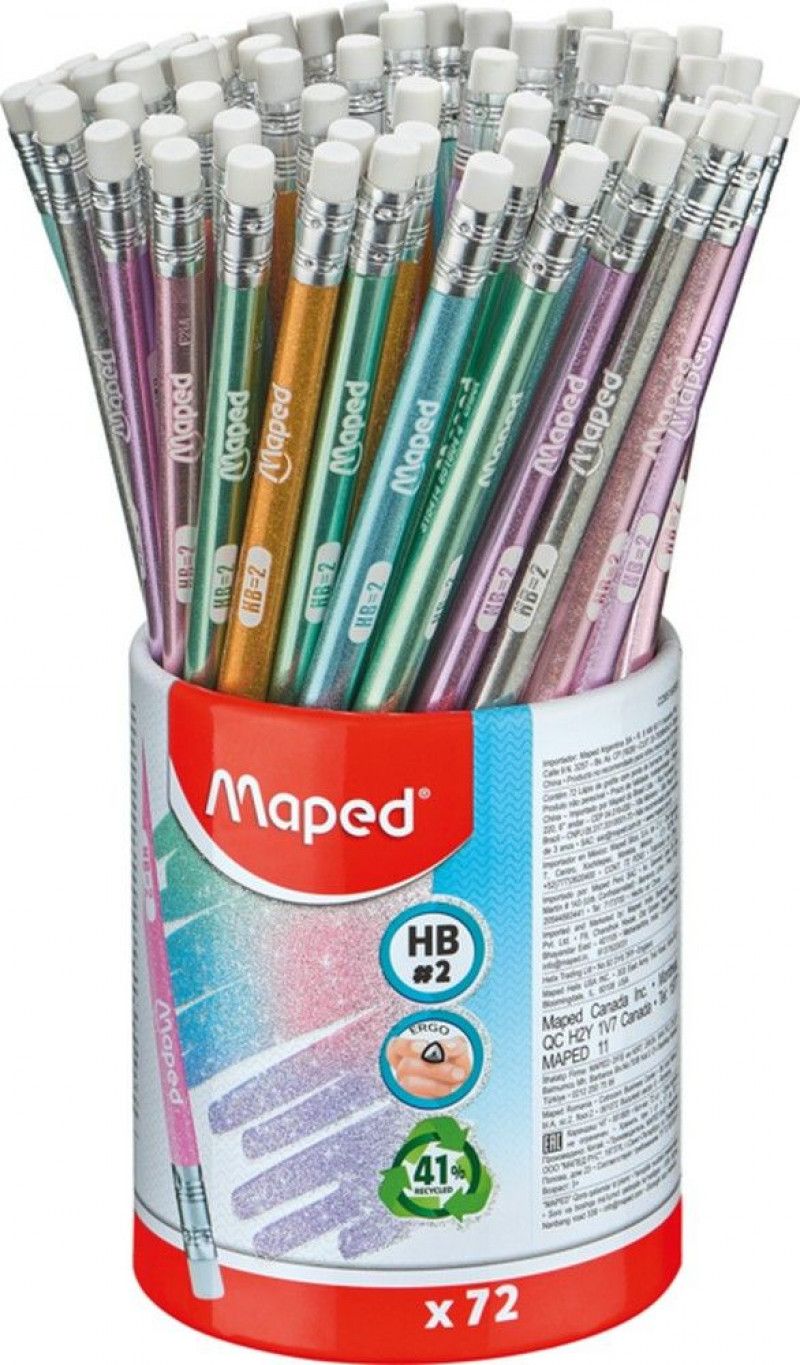 LAPIS PRETO HB TRIANGULAR C/BORRACHA GLITTER M - 851805 - PACOTE COM 72 UNIDADES