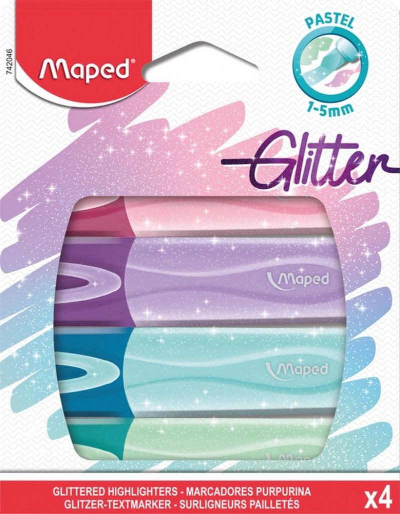 PINCEL MARCA TEXTO GLITTER PASTEL COM 4 CORES MAPED - REF. 742046 - 1 UNIDADE