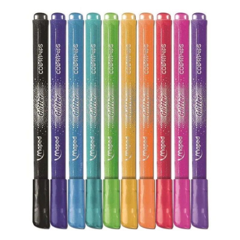 CANETA HIDROCOR 10 CORES COLORPEPS GLITTER MAPED - 847110 - UNIDADE