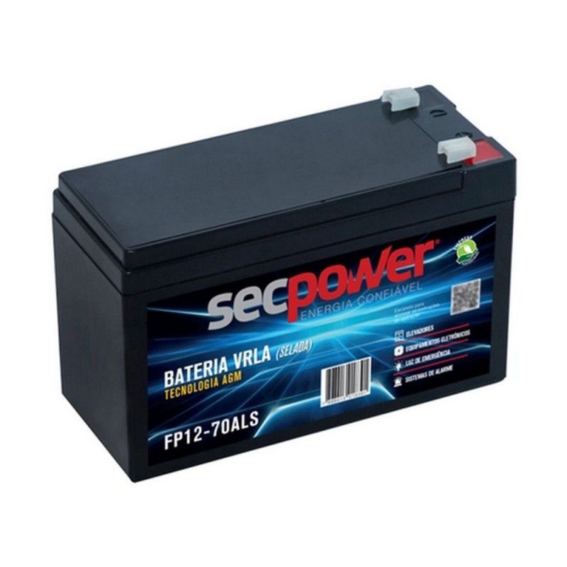 BATERIA SELADA 12V 7 AMPER PARA ALARME SECPOWER - REF. SP12-7ALS - 1 UNIDADE