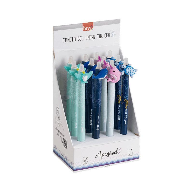 CANETA ESFEROGRAFICA GEL 0.7 APAGAVEL UNDER THE SEA BRW - REF. CA0204- CAIXA COM 12 UNIDADES