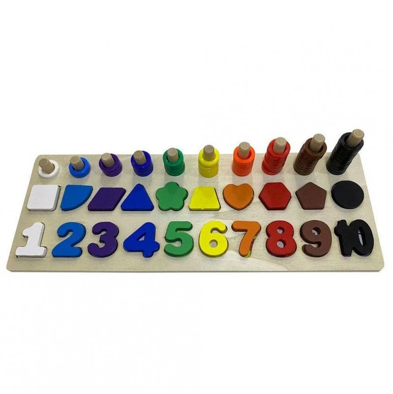 TABULEIRO MONTESSORI 3X1 75 PEÇAS MDF TOYMIX - REF. 0-336.39.99 - 1 UNIDADE
