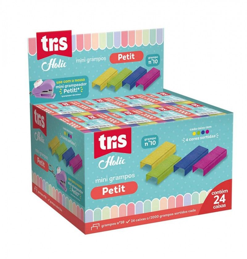GRAMPO N.10 HOLIC PETIT COLORIDO TRIS - REF. 902795 - DISPLAY COM 24 CAIXINHAS