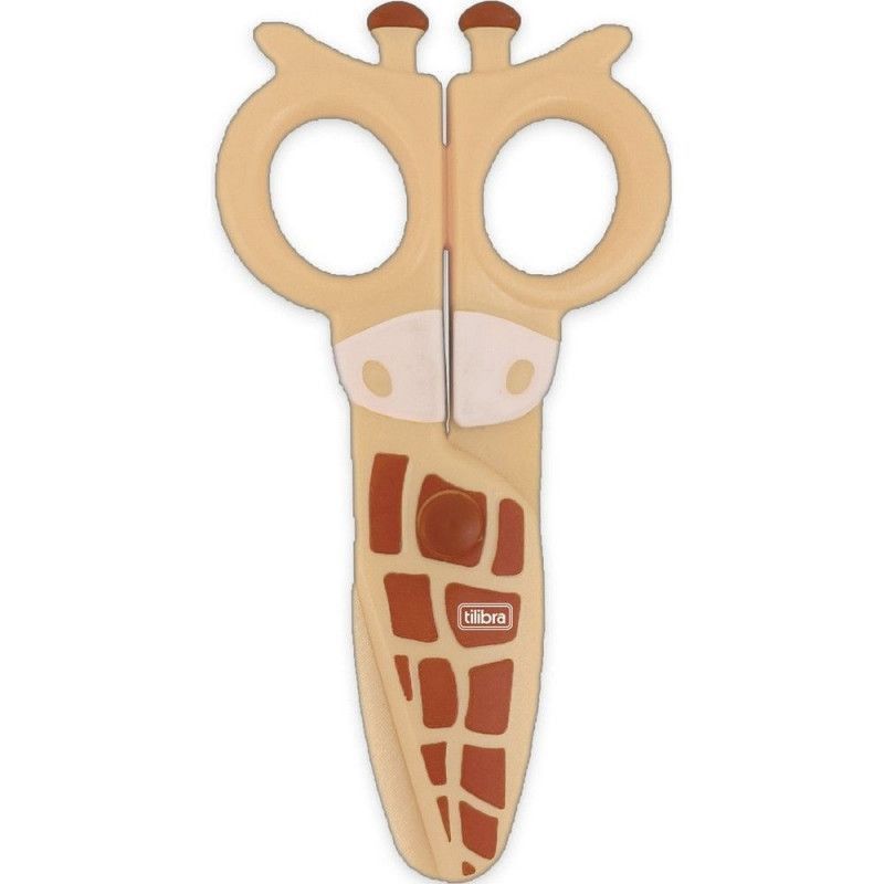 TESOURA ESCOLAR 12CM PLASTICA ZOO GIRAFA TILIBRA - REF. 34653 - CAIXA COM 12 UNIDADES