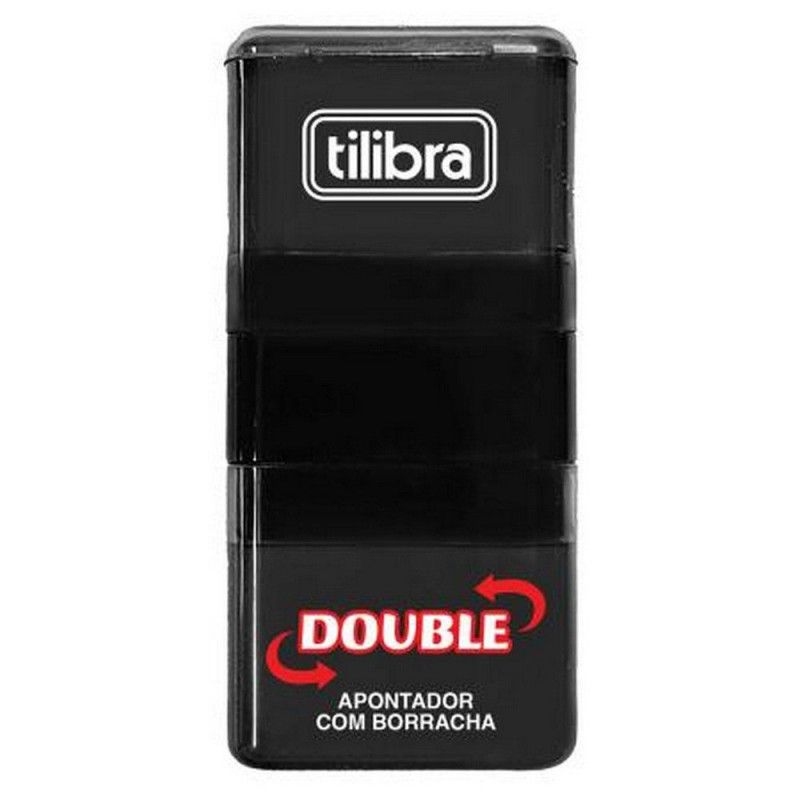 APONTADOR BORRACHA DOUBLE PRETO TILIBRA - REF. 34551 - CAIXA COM 12 UNIDADES