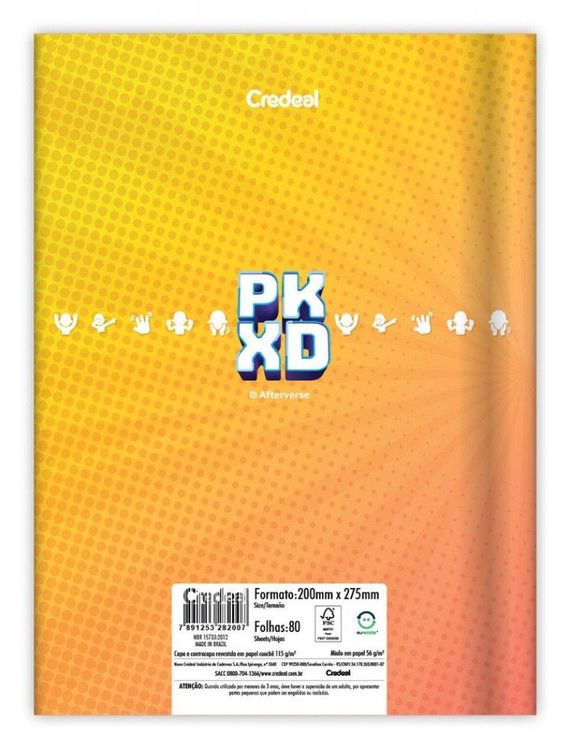 CADERNO BROCHURAO CAPA DURA 80FL PK XD CREDEAL - REF. 282007 - PACOTE COM 5 UNIDADES