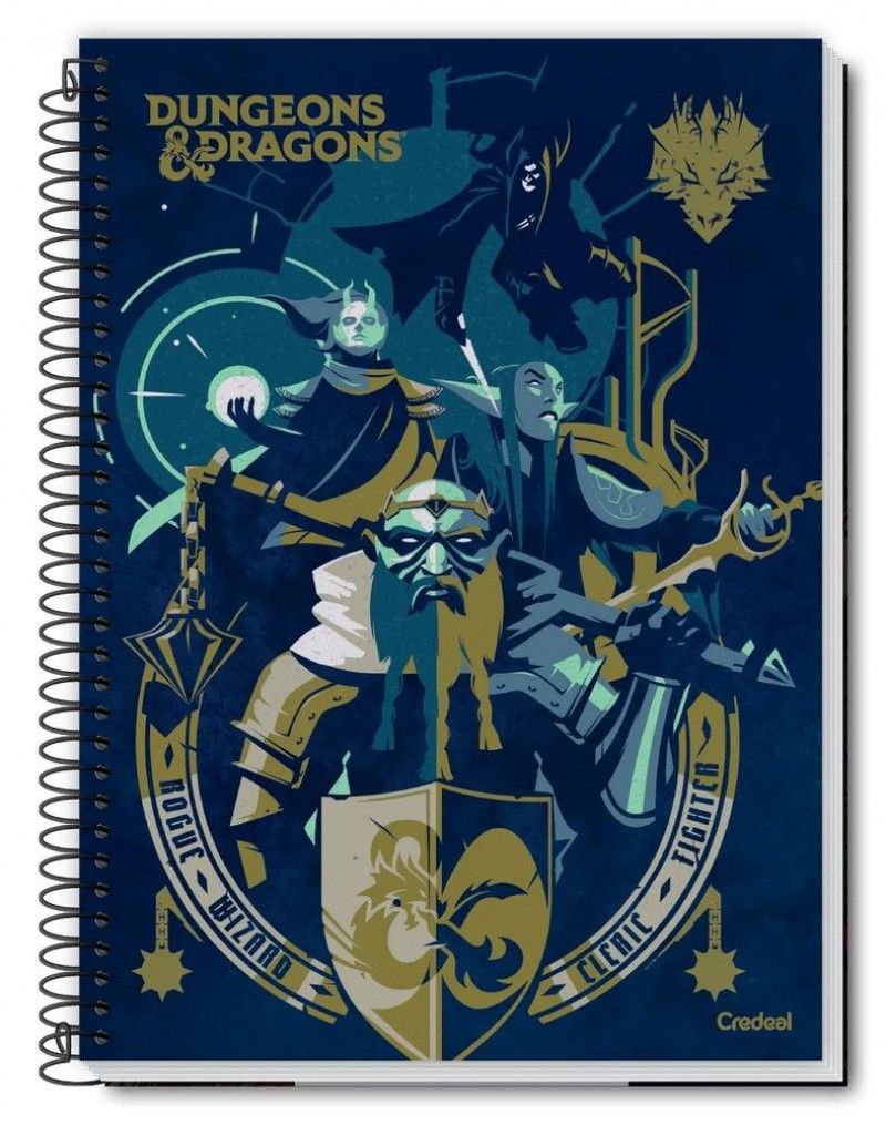 CADERNO 1 MATERIA CAPA DURA 80FL DUNGEONS E DRAGONS CREDEAL - REF. 278758 - PACOTE COM 3 UNIDADES SORTIDAS