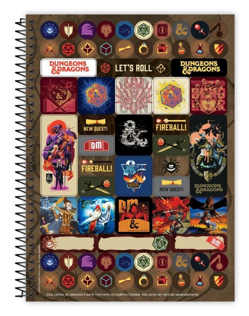 CADERNO 1 MATERIA CAPA DURA 80FL DUNGEONS E DRAGONS CREDEAL - REF. 278758 - PACOTE COM 3 UNIDADES SORTIDAS