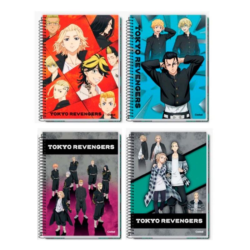 CADERNO 10 MATERIAS CAPA DURA 160FL TOKYO REVENGERS CREDEAL - REF. 281222 - PACOTE COM 2 UNIDADES