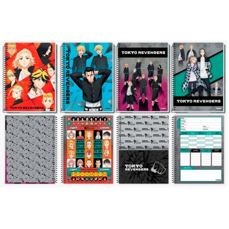 CADERNO 10 MATERIAS CAPA DURA 160FL TOKYO REVENGERS CREDEAL - REF. 281222 - PACOTE COM 2 UNIDADES