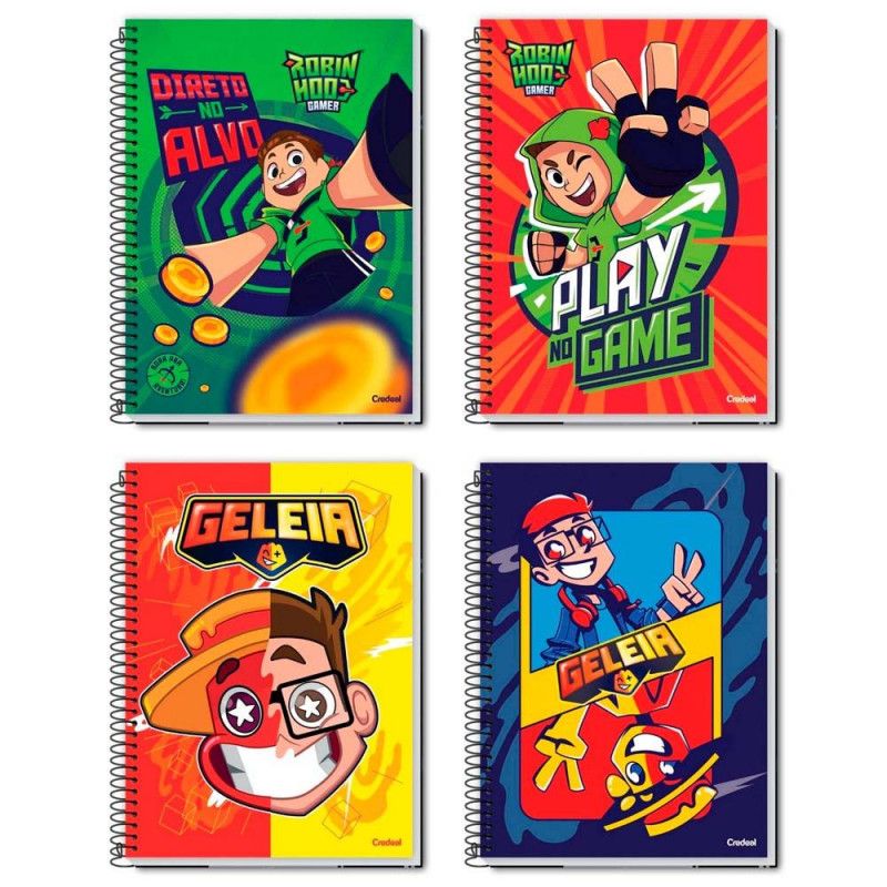 CADERNO 1 MATERIA CAPA DURA 80FL GELEIA E ROBIN CREDEAL - REF. 282717 - PACOTE COM 3 UNIDADES