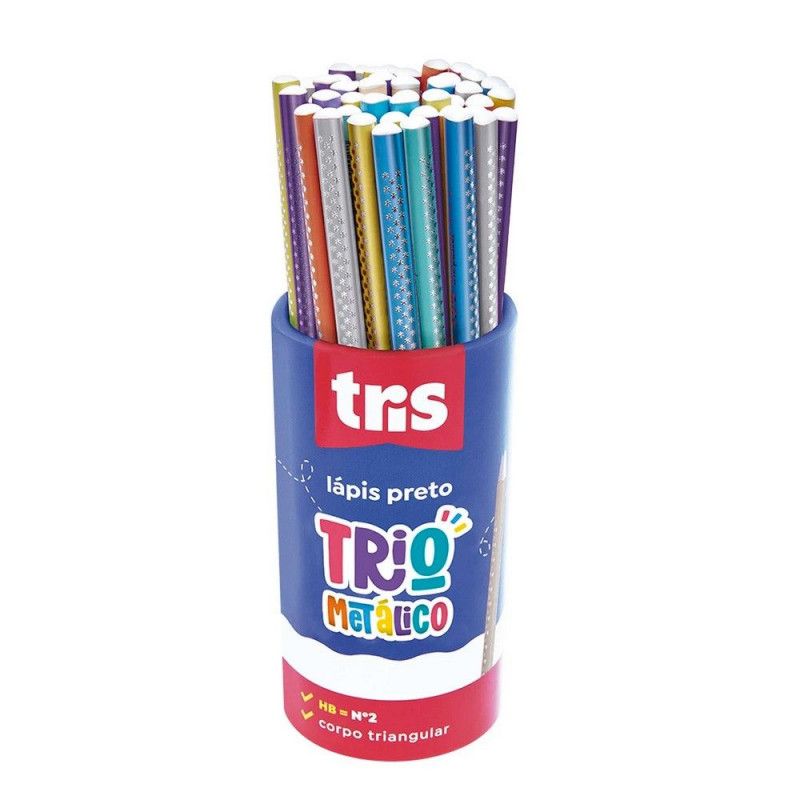 LAPIS PRETO N.2 TRIANGULAR TRIO METALICO TRIS - REF. 901064 - POTE COM 48 UNIDADES