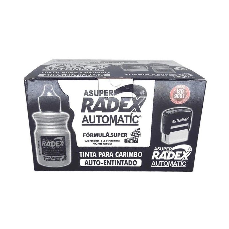 TINTA RADEX AUTOMATIC 40ML PRETO - REF. PTO 174 - CAIXA COM 12 UNIDADES