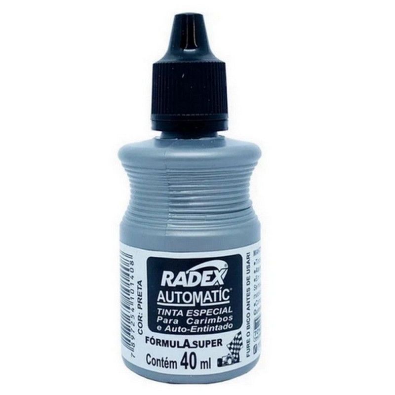 TINTA RADEX AUTOMATIC 40ML PRETO - REF. PTO 174 - CAIXA COM 12 UNIDADES
