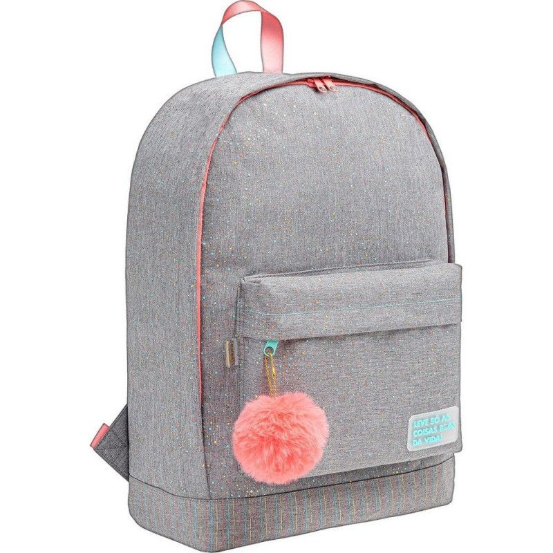 MOCHILA DE COSTAS ACADEMIE DOTS CINZA TILIBRA - REF. 34779 - 1 UNIDADE