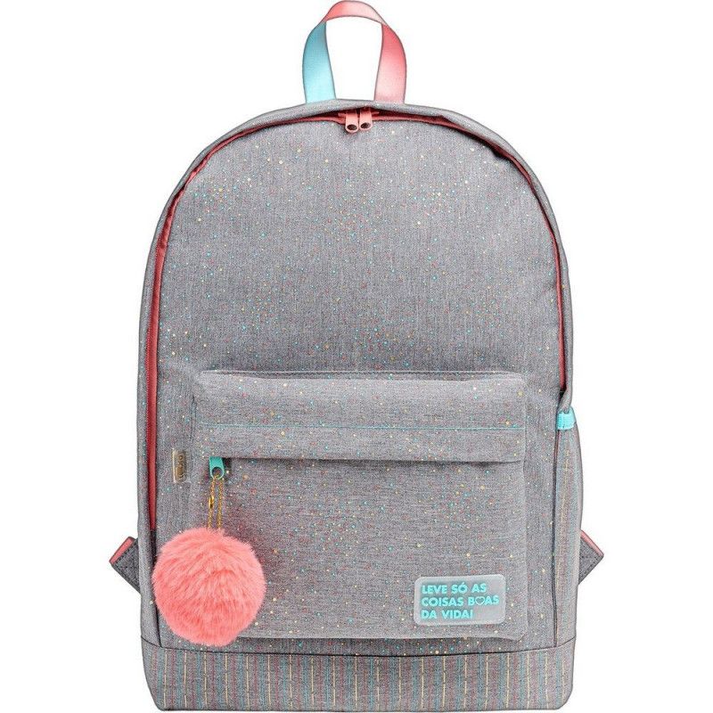 MOCHILA DE COSTAS ACADEMIE DOTS CINZA TILIBRA - REF. 34779 - 1 UNIDADE