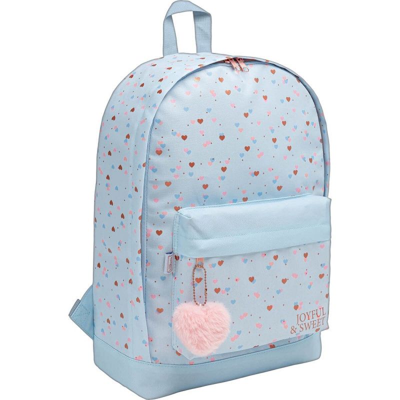 MOCHILA DE COSTAS ACADEMIE CORACAO AZUL METALIZADO TILIBRA - REF. 34780 - 1 UNIDADE